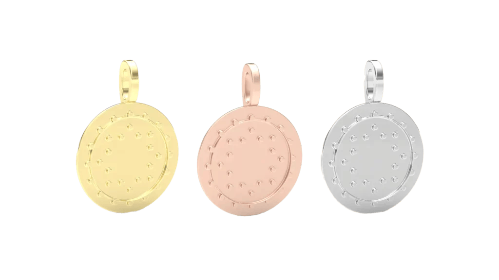 Penta Power Jewel Pendant Yellow Rose and White Gold Front Slanted